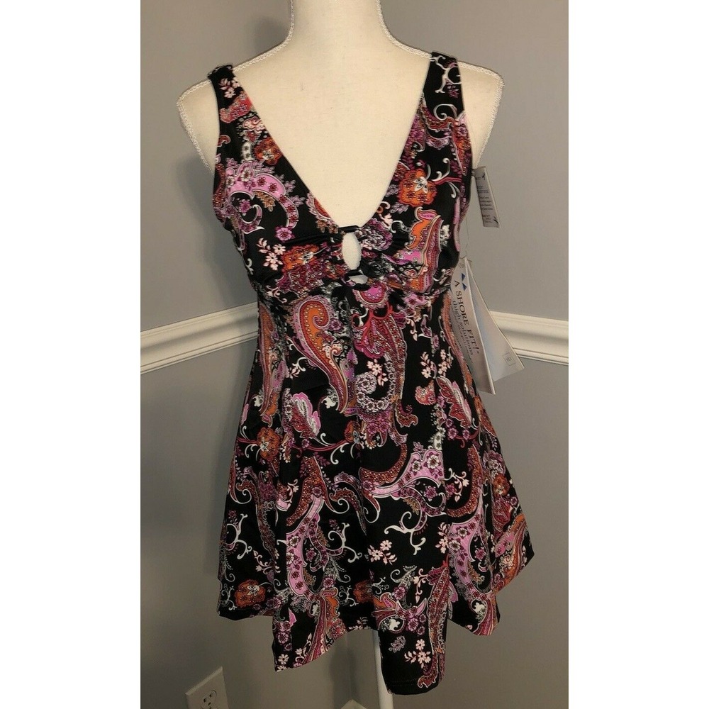 New A Shore Fit Swim Suit Dress 1 pc women's Size 10 floral